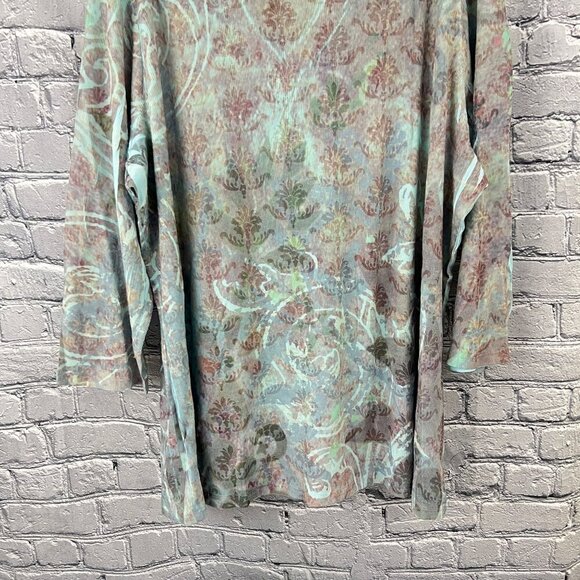 Unity World Wear  Womens 3X Floral Print  Henley  With Button Accents & Pocket - Picture 7 of 9